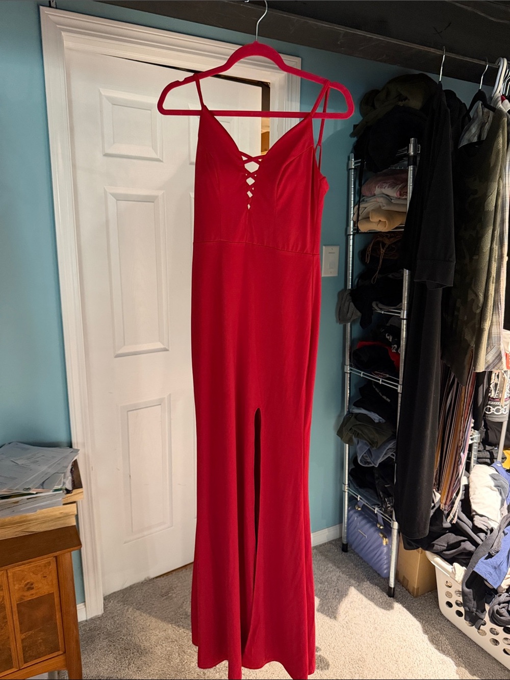Jodi Kristopher Red Strappy V-Neck Maxi Dress
